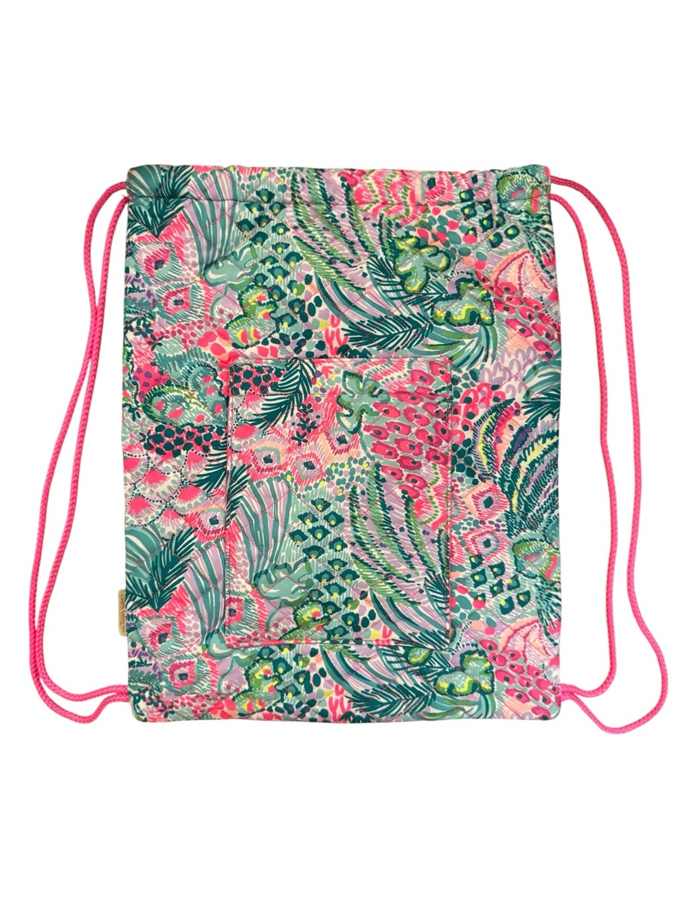 Lilly Pulitzer Quilted Workout Bag Drawstring Cinch Backpack NWOT